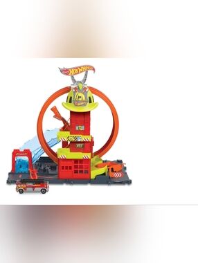 City Super Loop Fire Station Playset - Red & Yellow